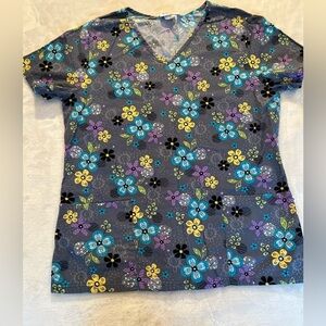 Scrubstar Floral V-Neck Scrub Top